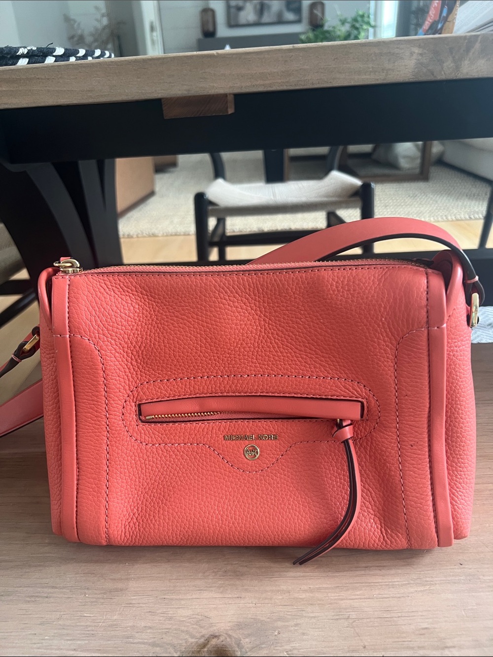 Michael Kors Coral Pebbled Leather Crossbody